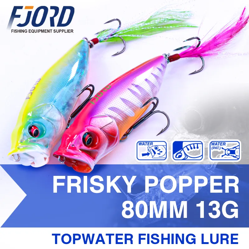 FJORD Popper Lures Fishing Sea Saltwater Floating Lure 80mm 13g Long Casting Distance Topwater Bait
