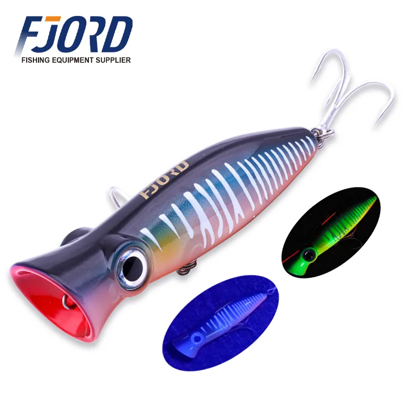 FJORD Customized Plastic Artificial Soft Bait Fishing Lures Saltwater 14g 80mm Floating Popper for Bass