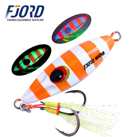 FJORD Sea Wholesale Slow Pitch Jigging Fishing Tackle Lure Jig 40g 60g Lead Jig Hard Bait Saltwater Fish Metal