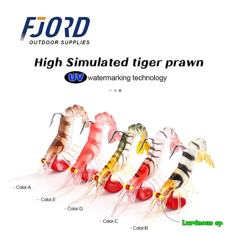 FJORD Soft Plastic Lure TPR Shrimp 6.5g Softbait Fishing Wobbler Jig Head for Seabass