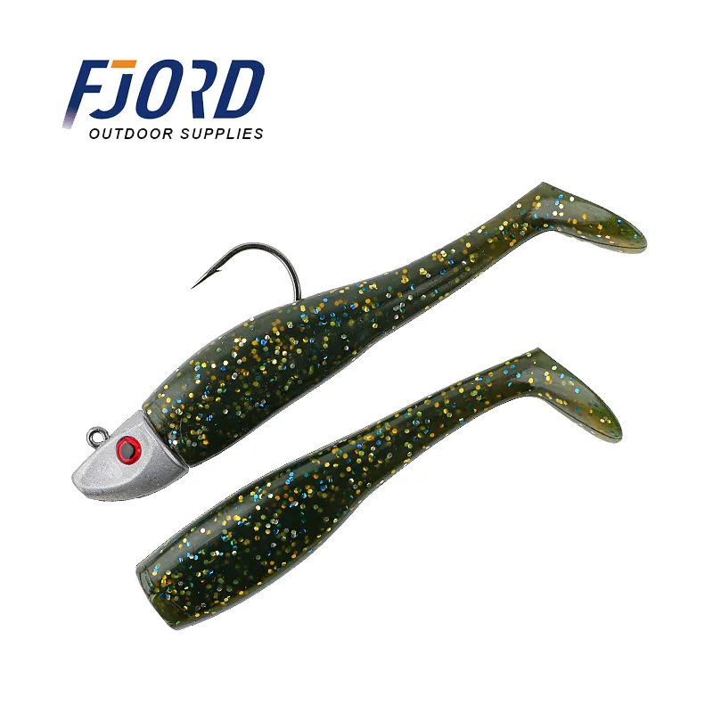 FJORD Soft Fishing Lures Paddle Tail 42g Single Hook Artificial Bait Jig Rubber