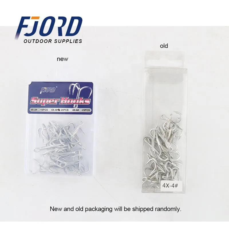 FJORD FJH3406 High Carbon Steel Treble Hook 4x Stinger for Saltwater Big Game Jigging Fishing