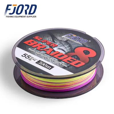 FJORD Multicolor 300m 8-Strand Multifilament Braided Line Floating High-Strength Double Taper for Lake River Ocean Boat Fishing
