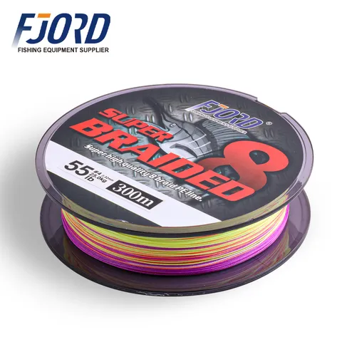 FJORD Multicolor 300m 8-Strand Multifilament Braided Line Floating High-Strength Double Taper for Lake River Ocean Boat Fishing