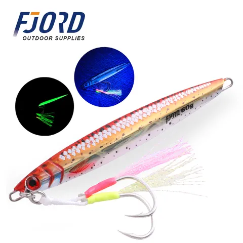 FJORD 40g 60g 80g Metal Jig Lure Slow Jig Lead Fishing Baits UV Luminous Fishing Lure Hard Jig Lure