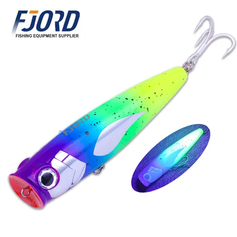 FJORD Saltwater Trolling Tuna Lure Big Popper 120mm 45g Hard ABS Sea Bass Lake & Stream