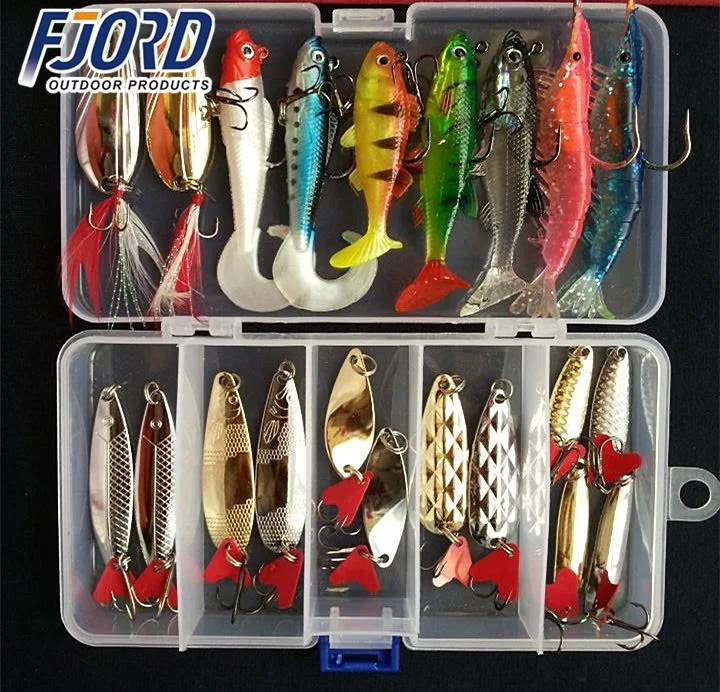 FJORD TZ005 Floating Artificial Soft Bait Fishing Lures VIB Sequins Kit with Hooks for Mixed Fish & Shrimp Spoon