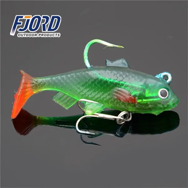 FJORD Wholesale OEM 60mm 7.5g PVC Material Lead Head Hook Soft Fishing Lures for Freshwater