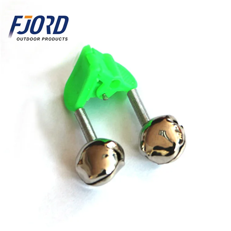 FJORD Outdoor Double Fishing Rod with Green Spring-Loaded Clip Silver Bells-Spring-Loaded Bell Alarm for Fishing