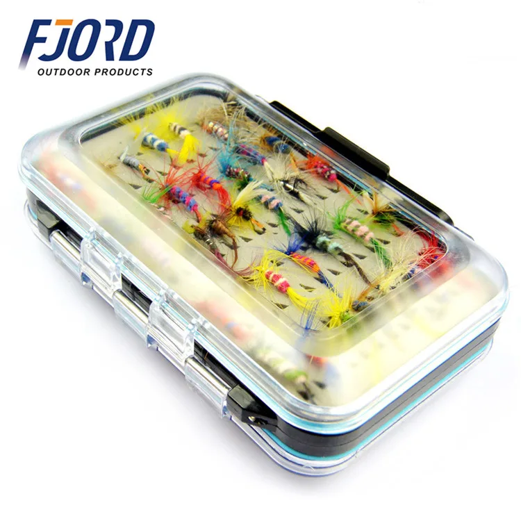 FJORD Promotion 64pcs/set With Box Dry Fishing Tackle Fly Fishing Lure Mosquito Flies Lures Hook Fishing Lure Set