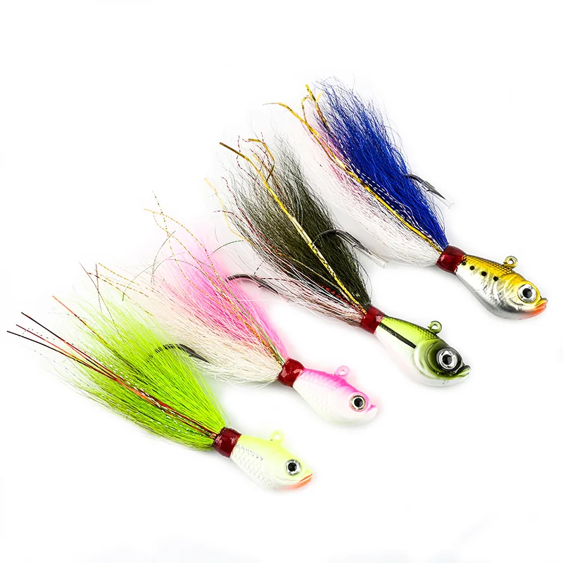 FJORD 10g to 10oz Lure Fishing Jigging Lures Steel Bucktail Lead Head Jigs with Deer Hair Ocean Boat Targeting Bass Carp Shark
