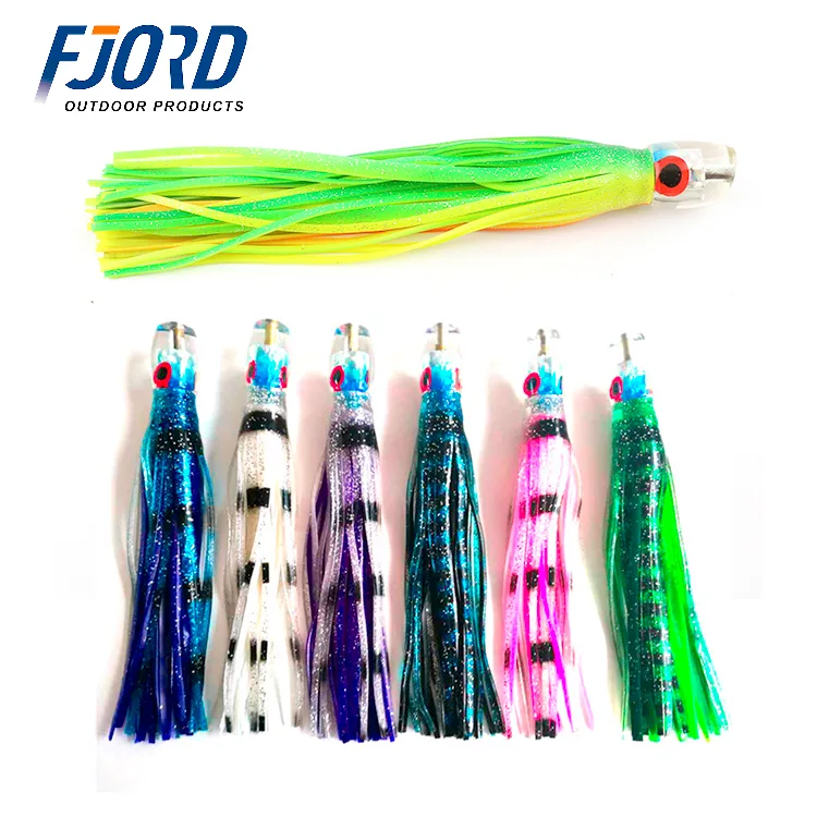 FJORD 9inch Trolling Fishing Double Octopus Skirts Lure Resin Jet Head Sea Fishing Big Game Targeting Pike Made Metal Plastic