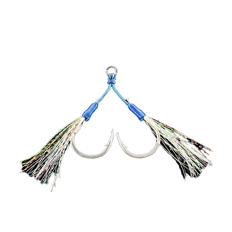 FJORD High Quality Sea Double Assist Jigging Hook With Cord and Solid Ring