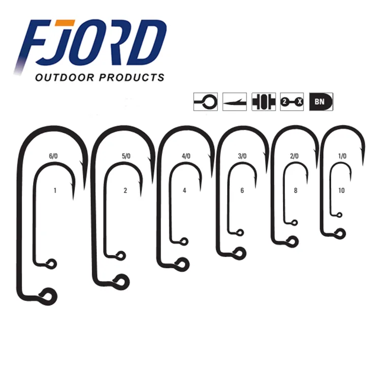 FJORD 90 Degree Forged Bend 2x Strong Black Nickle Fishing Accdessory Jig Hooks