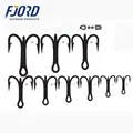 FJORD Black Fishing 5X Strong Ringed Big Game Sea Treble Fishing Hooks - photo 3