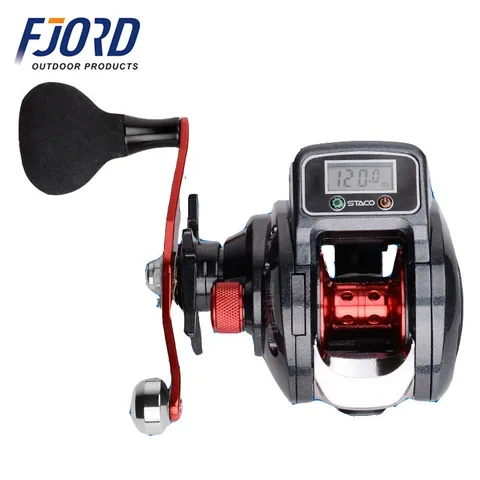 FJORD New LED Line Counter Data Display Battery Bait Casting Fishing Reel