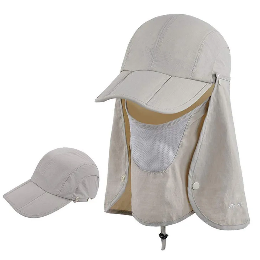 Fjord Outdoor Sports Sun Hats Nylon Anti-UV Cap With Face Neck Flap Cover Cycling Fishing