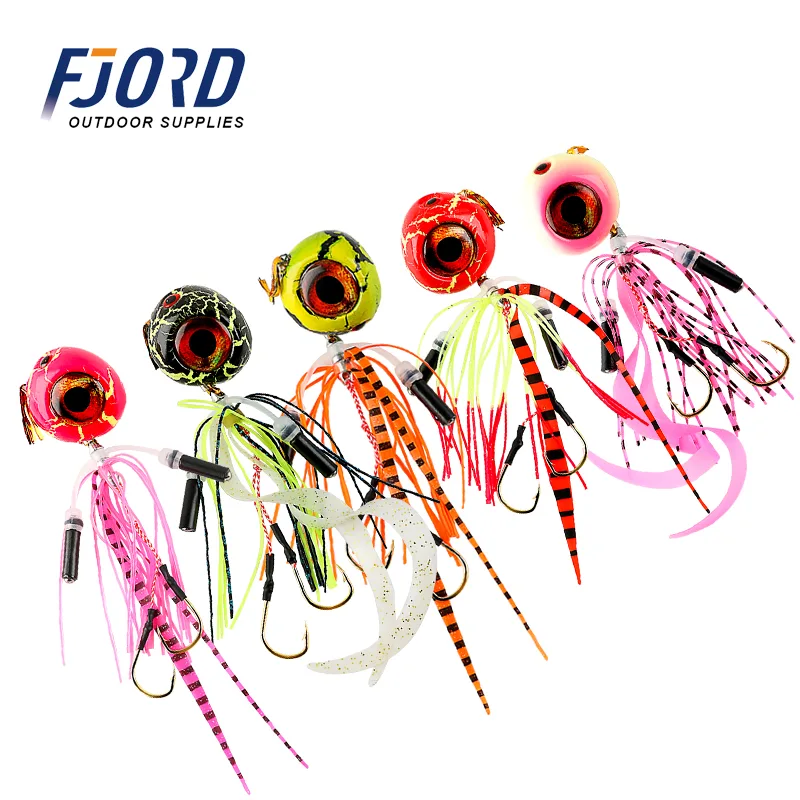 FJORD 100g/120g/150g Silicone Rubber Skirt Jigs Head Snapper Slider Jig Trilling Fishing Lure for Saltwater