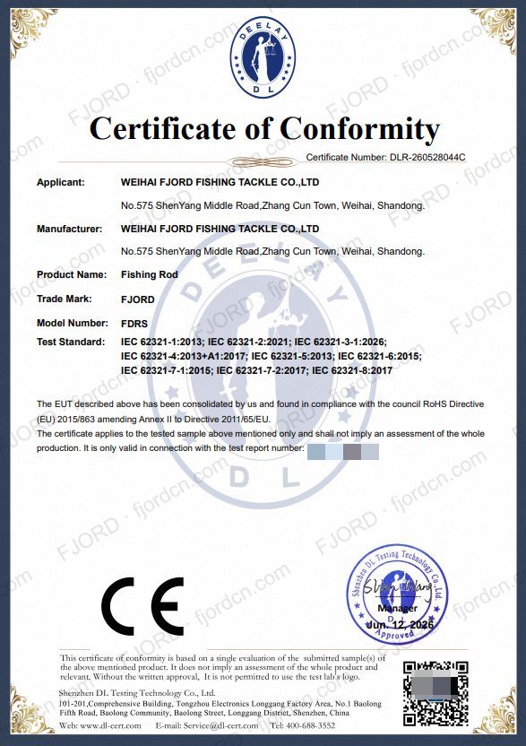 CE Certificate of Conformity – Fishing Rod