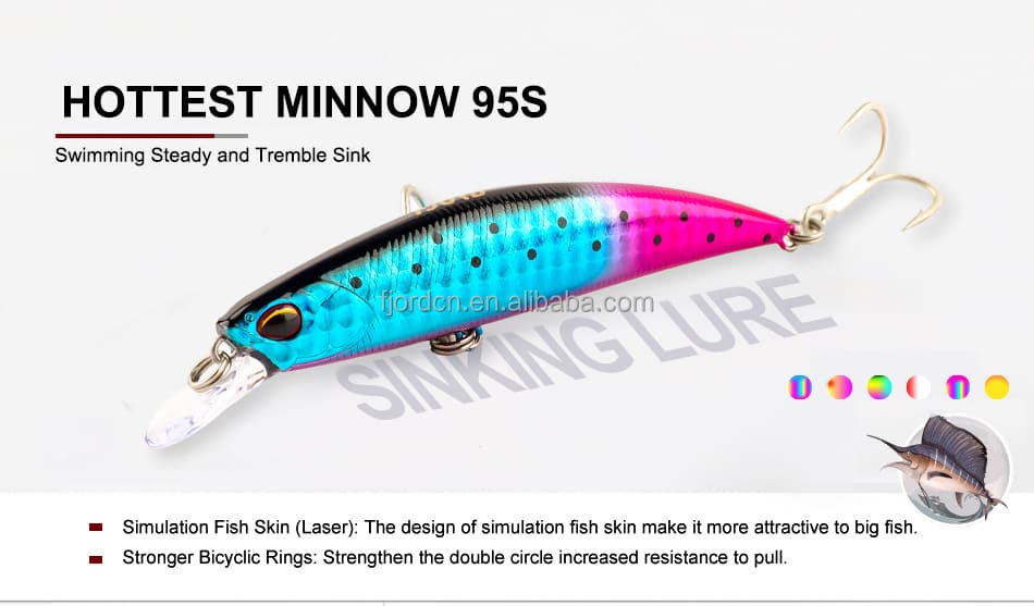 FJORD Hot Sell Fishing Lures for Saltwater Minnow Casting Fishing Lure Sinking 22g 95mm Hard Lure Artificial detail 4