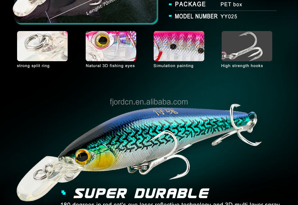 FJORD Hard Plastic70mm 8g 3d Eyes Fishing Minnow Lures Wobbler Twitching Lure Sinking Wholesale Fishing Bait detail 4