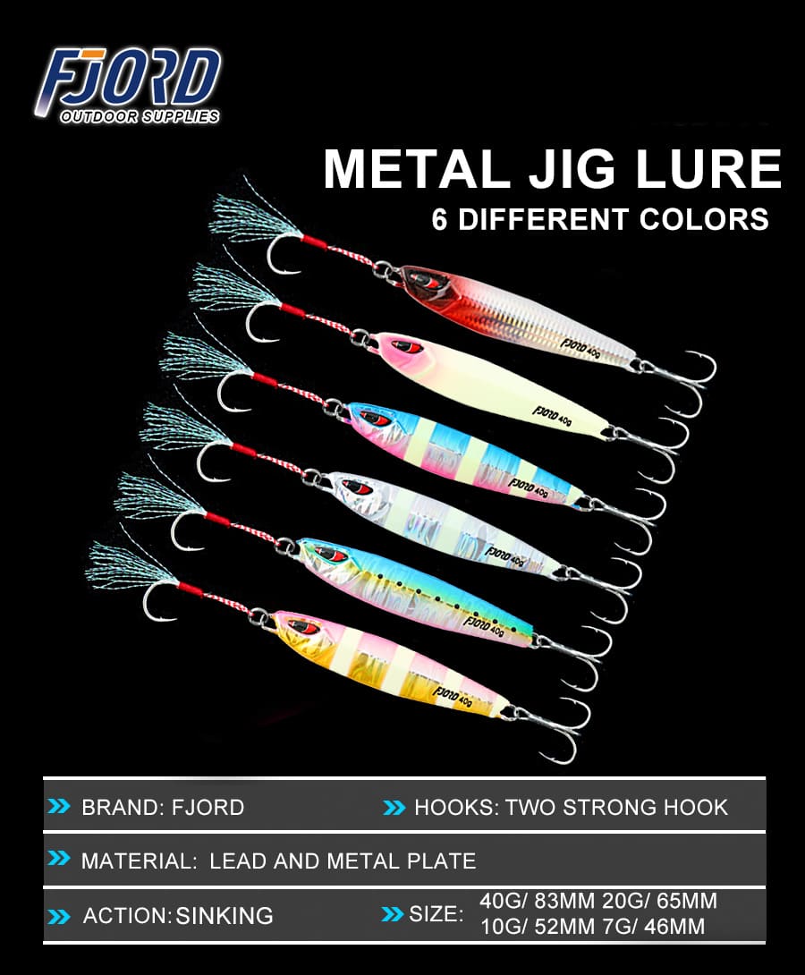 FJORD High Quality 7g 10g 20g 40g Metal Jig Lures Vertical Slow Fishing Saltwater Ocean Boat Hard Baits Carp Trout detail 1