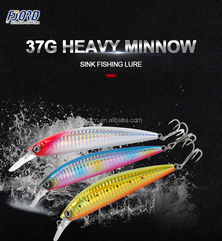 FJORD High Quality 110mm 37g 3d Eyes for Heavy Minnow Fishing Lure Wobbler Lure Sinking Saltwater Bait Tackle detail 5