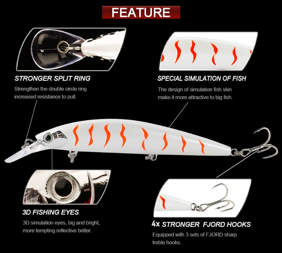 FJORD High Quality 110mm 37g 3d Eyes for Heavy Minnow Fishing Lure Wobbler Lure Sinking Saltwater Bait Tackle detail 8