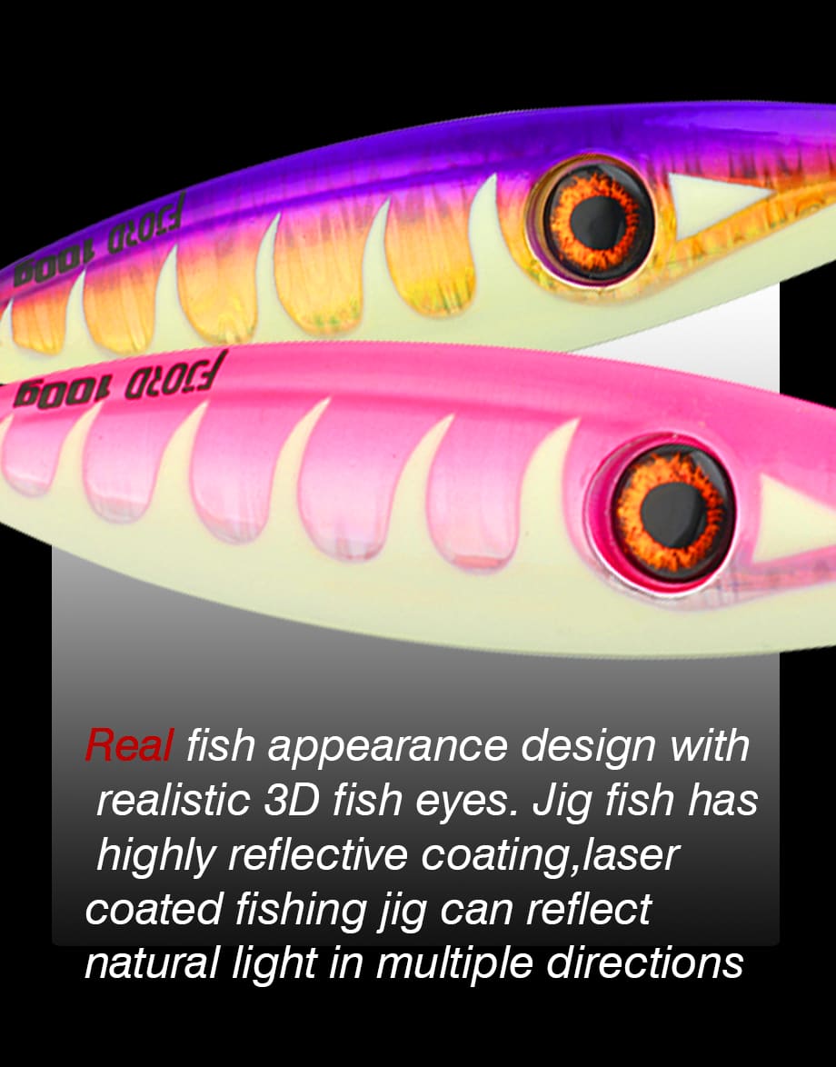 FJORD Luminous 100g 150g Lead Material Sinking Lures 3D Simulation Metal Jig Baits for Ocean Boat Fishing detail 3