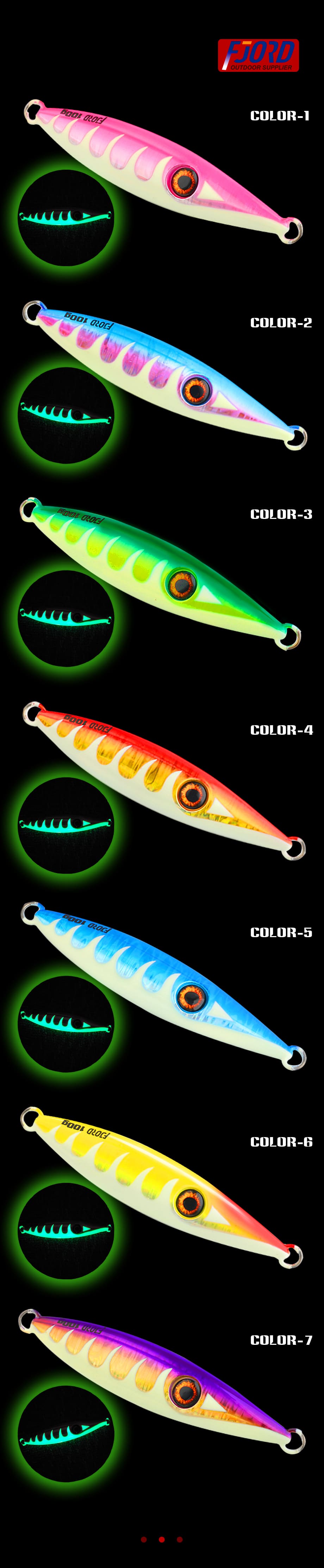 FJORD Luminous 100g 150g Lead Material Sinking Lures 3D Simulation Metal Jig Baits for Ocean Boat Fishing detail 5