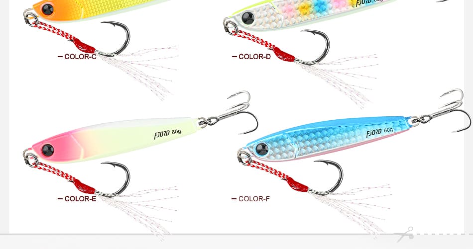 FJORD NEW Design 30g/40g/60g Metal Jig OEM Jigging Lures Slow Pitch Jig Lure Fishing Set detail 1