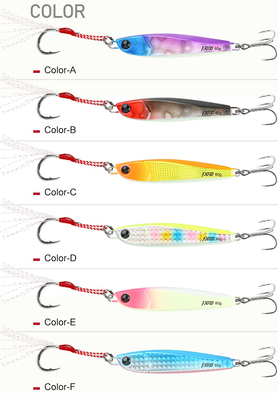 FJORD NEW Design 30g/40g/60g Metal Jig OEM Jigging Lures Slow Pitch Jig Lure Fishing Set detail 4