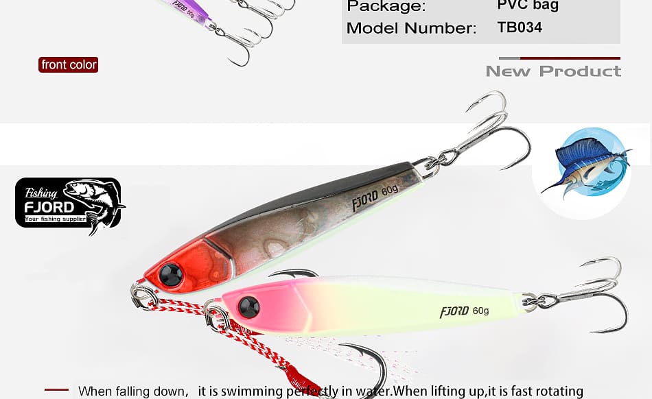 FJORD NEW Design 30g/40g/60g Metal Jig OEM Jigging Lures Slow Pitch Jig Lure Fishing Set detail 5