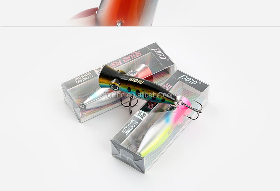FJORD Top Model OEM/Whosale 14g 80mm Top Water Lure Artificial Bait Hard Popper Fishing Popper Lures detail 4