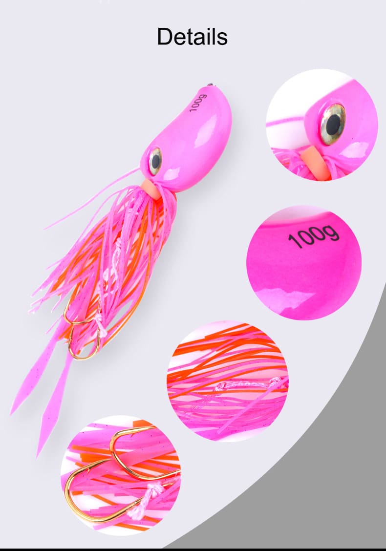 FJORD China Factory 100g Lead Head Skirted Jig Baits Metal Sea Fishing Lures  for Saltwater Jigging Head detail 1