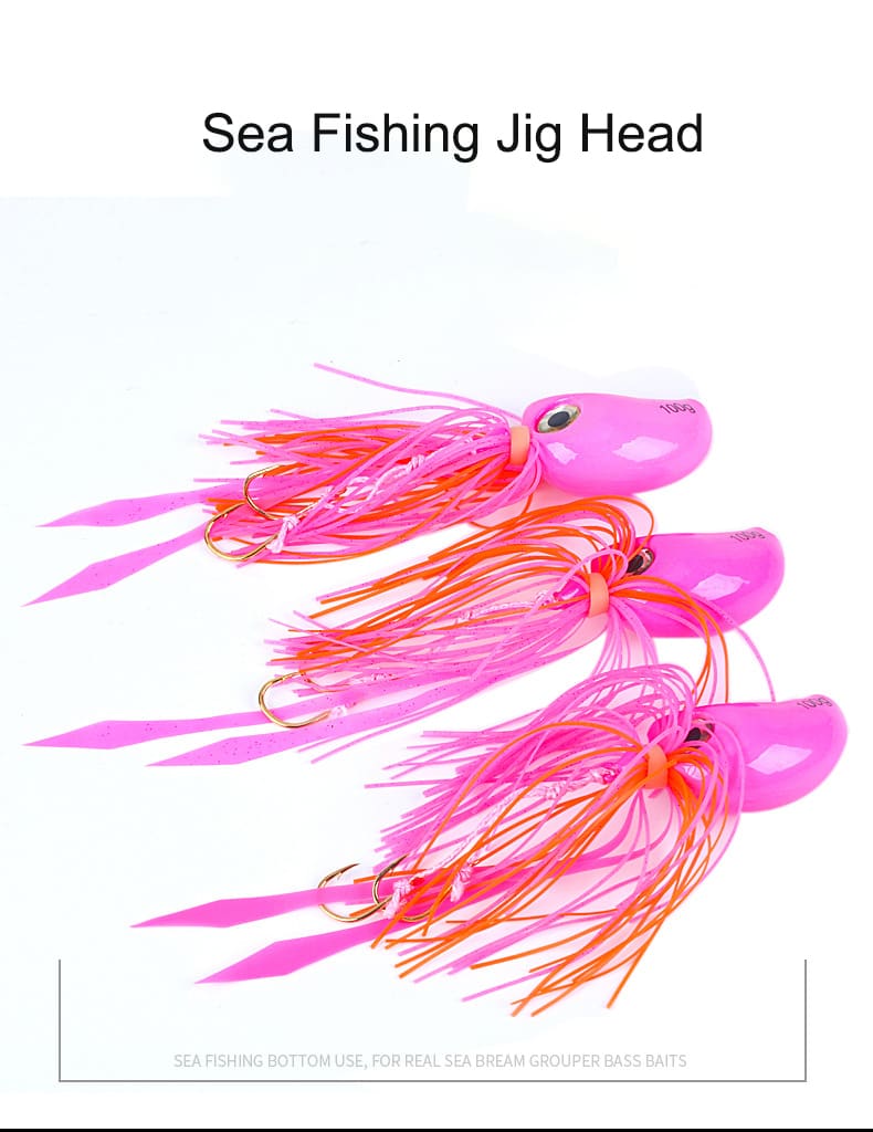 FJORD China Factory 100g Lead Head Skirted Jig Baits Metal Sea Fishing Lures  for Saltwater Jigging Head detail 3