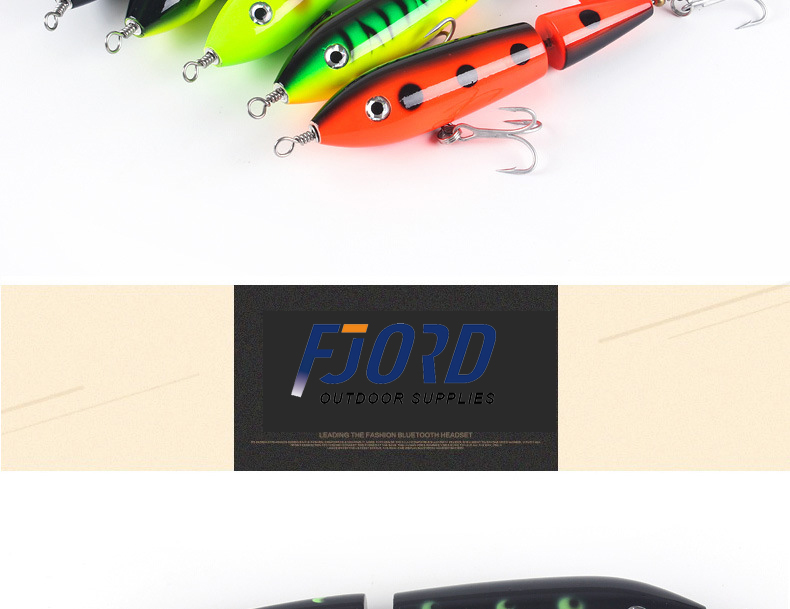 FJORD New Coming 120mm 60g Wood Sea Fishing Lures Bass Muskie with Single Propeller Lures detail 1