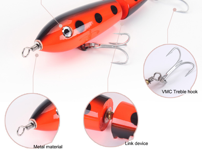 FJORD New Coming 120mm 60g Wood Sea Fishing Lures Bass Muskie with Single Propeller Lures detail 5