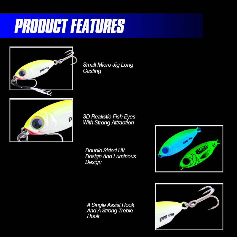 FJORD High Quality Small Jigs 10g 15g Metal Lure Jig with Hooks Lead Casting Slow Jigs for Freshwater detail 2