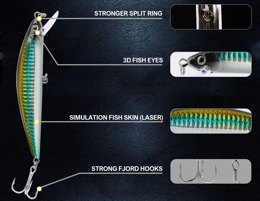 FJORD FJL5001 Sinking Minnow Lure 40g 120mm ABS Plastic Hard Bait Saltwater River Offshore Casting Trolling Pike Bass Fishing detail 5
