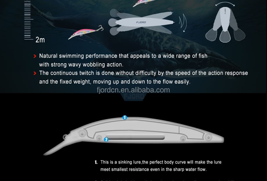 FJORD ABS Plastic & Metal Fishing Lure Minnow 17g 70mm Spinner Bait Sinking Hard Lure for Carp Bream Tilapia in Stream & Lake detail 1