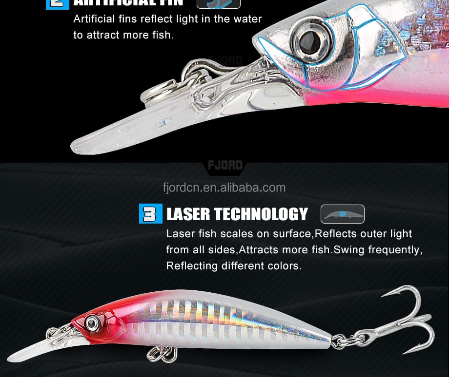 FJORD ABS Plastic & Metal Fishing Lure Minnow 17g 70mm Spinner Bait Sinking Hard Lure for Carp Bream Tilapia in Stream & Lake detail 5