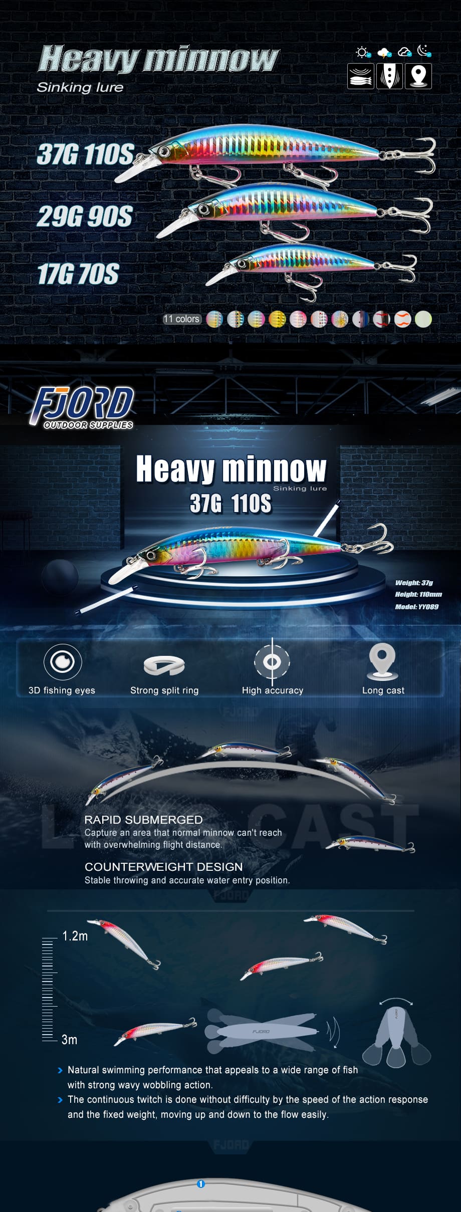 FJORD Fishing Lures for River Lake Stream & Saltwater Minnow 29g 90mm Hard Bait Artificial Lure detail 9