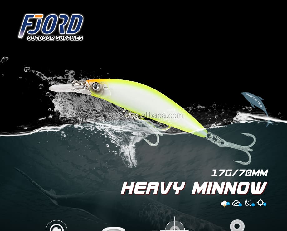 FJORD Hard Minnow Fishing Lure 17g 70mm ABS Plastic Stainless Steel Bass Artificial Bait River Lake Stream Depth 1-3m detail 9