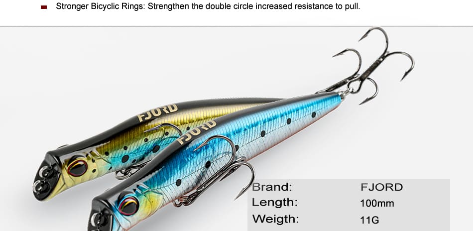 FJORD Minnow Hard Lure Floating Artificial Bait 11g 100mm ABS & Stainless Steel for River Lake Stream & Saltwater Fishing detail 6