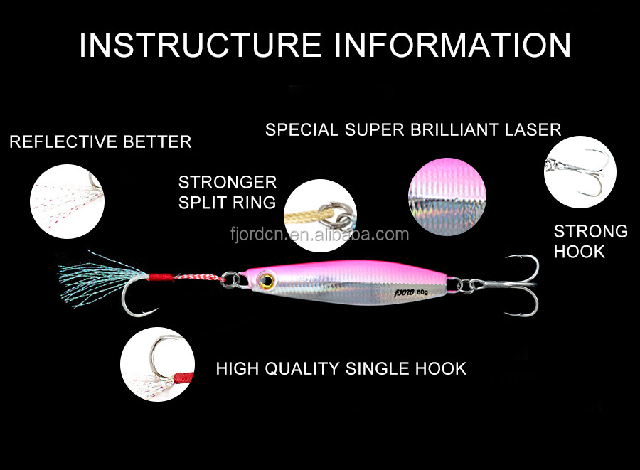 FJORD Factory Metal Speed Jigging Lure Bait 30g 40g 60g 80g OEM Saltwater Fishing Lures Diamond Jig detail 3