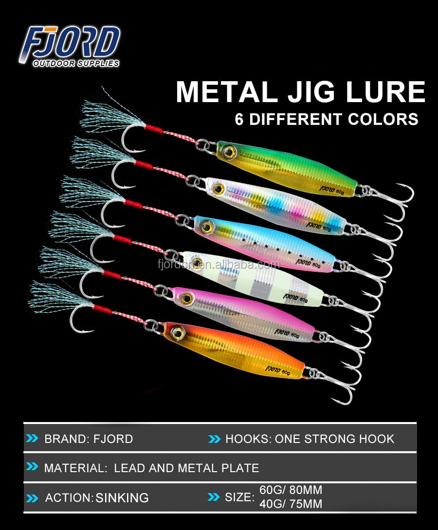 FJORD Factory Metal Speed Jigging Lure Bait 30g 40g 60g 80g OEM Saltwater Fishing Lures Diamond Jig detail 6