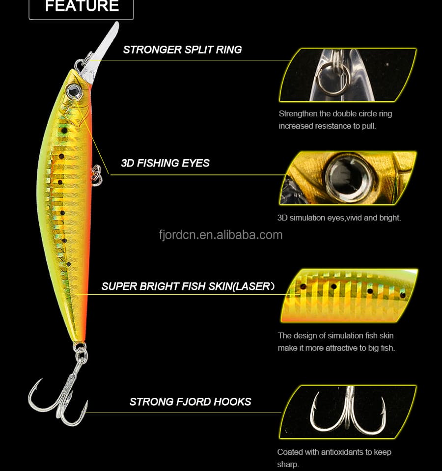 FJORD 29g Minnow Sinking Artificial Bait Fishing Minnow Bass Lures for Saltwater detail 8