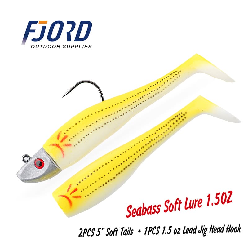 FJORD  Stock New Soft Plastic Lure 42g 127mm 3D Printing Color Jig Head Bass Fishing Lures detail 1