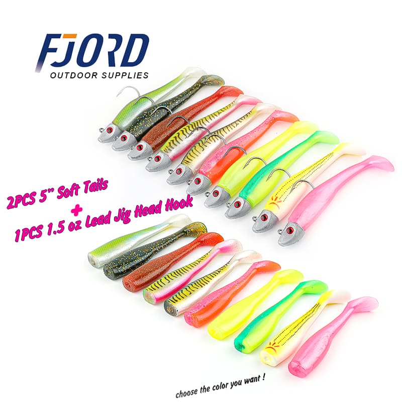 FJORD  Stock New Soft Plastic Lure 42g 127mm 3D Printing Color Jig Head Bass Fishing Lures detail 6